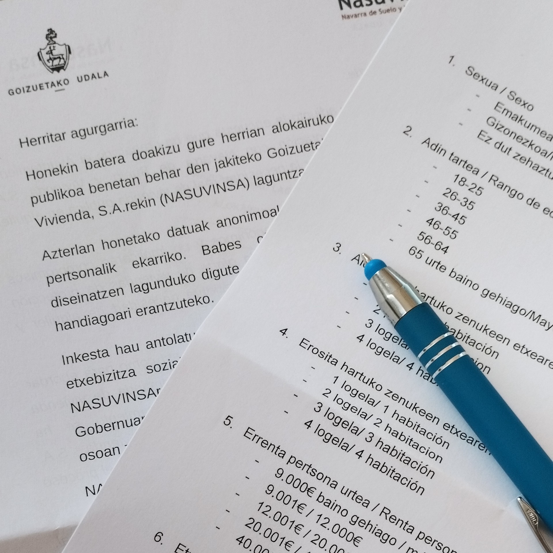 Etxebizitzen beharra ezagutzeko galdetegia prestatu du Udalak
