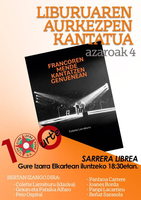 Liburuaren aurkezpen kantatua, ostiralean