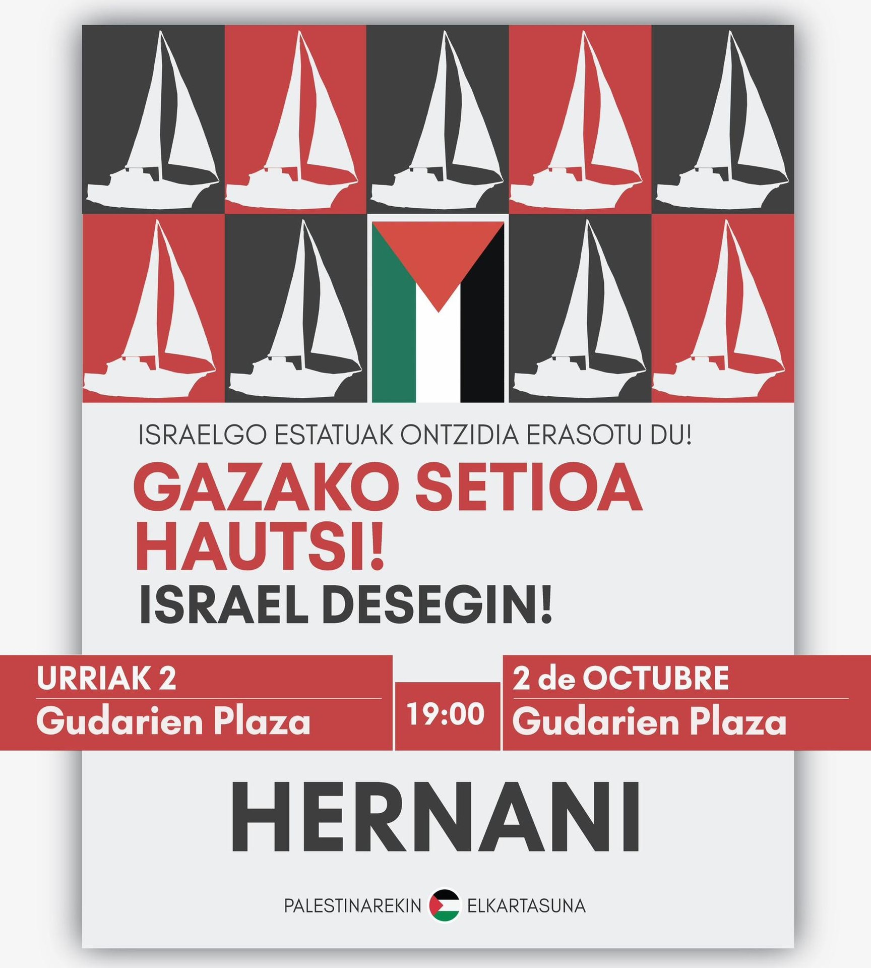Mobilizazioa gaur, Global Sumud Flotillaren aurkako erasoa salatzeko