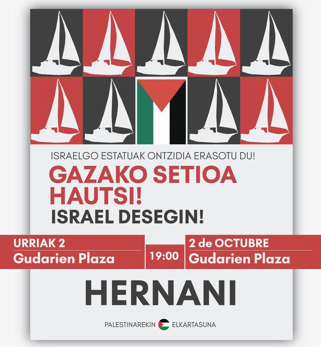 Mobilizazioa gaur, Global Sumud Flotillaren aurkako erasoa salatzeko