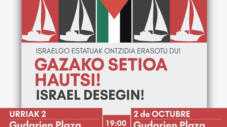 Mobilizazioa gaur, Global Sumud Flotillaren aurkako erasoa salatzeko