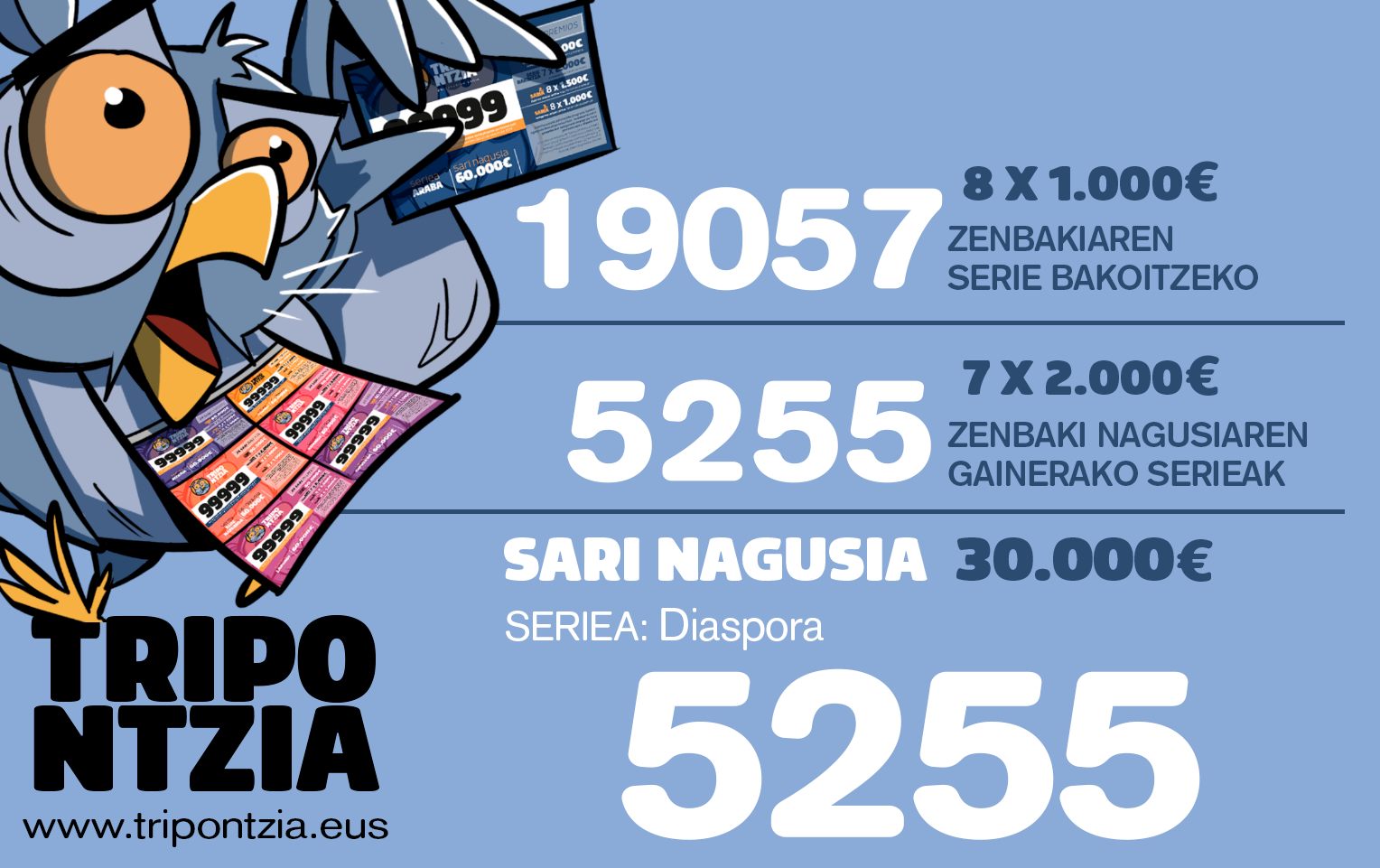 5255 eta 19057, Tripontziaren zenbaki sarituak