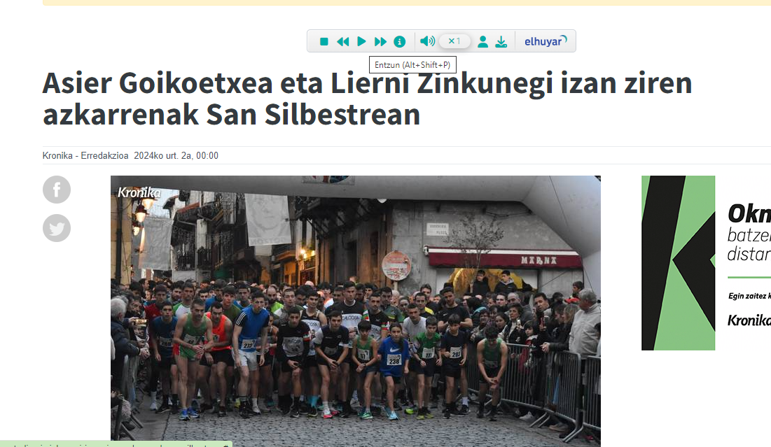 Kronikako  albisteak entzun daitezke sarean