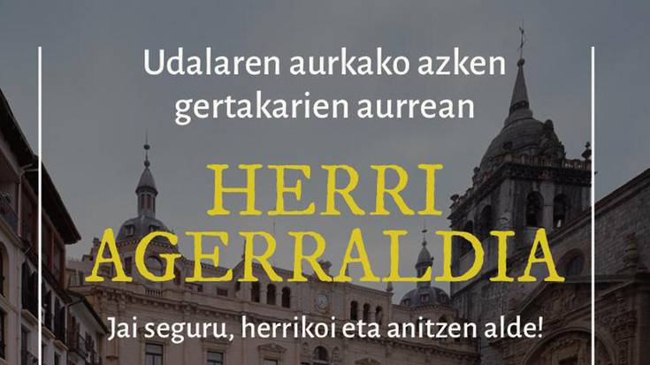 Herri agerraldia gaur, Plazan