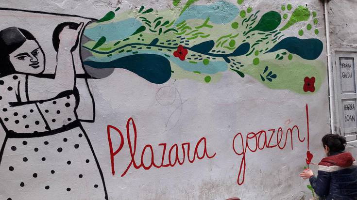 Harri-jasotzaile ibilitako Damasa Agirregabiria, Karkabako muralean