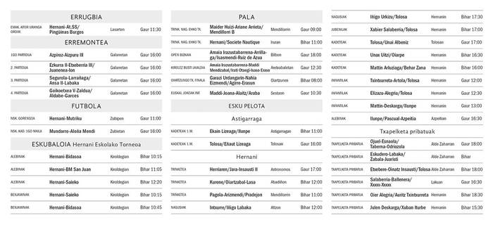 Asteburuko partiduak, Urumea bailaran