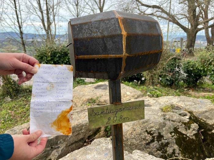 Kronika testigu, Zipotzaren 40. urteurrenean 20 lagunek Santiomendira ibilaldia egin zutela