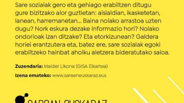 Pribatutasuna Sarean ikastaroa bihar, Goizuetako Ganbaran