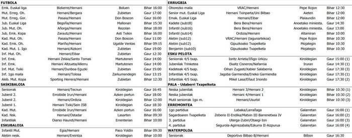 Asteburuko partiduak, Hernanin