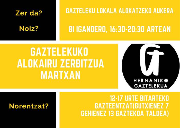 Hernaniko gaztelekuak alokairu zerbitzu berria jarri du martxan