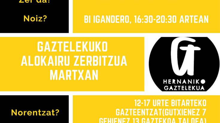 Hernaniko gaztelekuak alokairu zerbitzu berria jarri du martxan