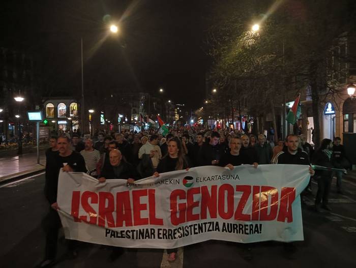 Israelen genozidio saiakeraren aurka, manifestazioa gaur Donostian