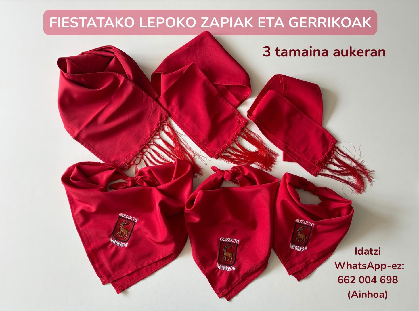 Fiestetako zapi zein gerrikoak, eskuragarri