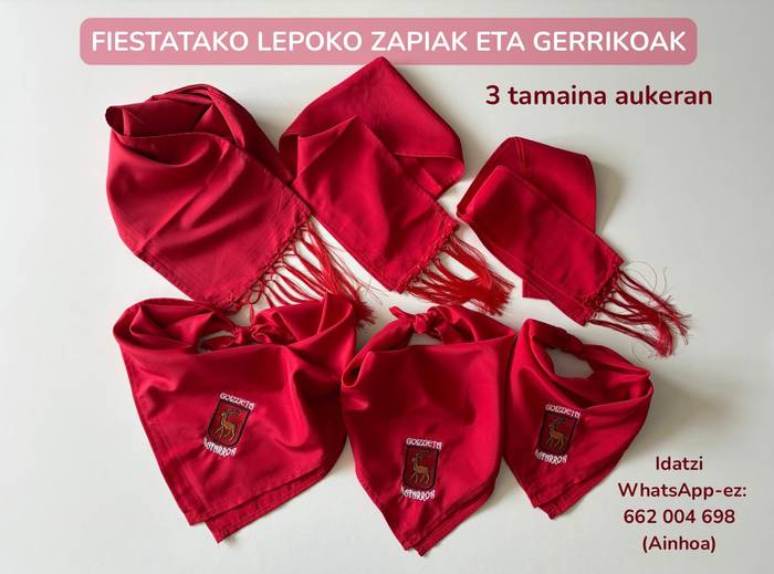 Fiestetako zapi zein gerrikoak, eskuragarri