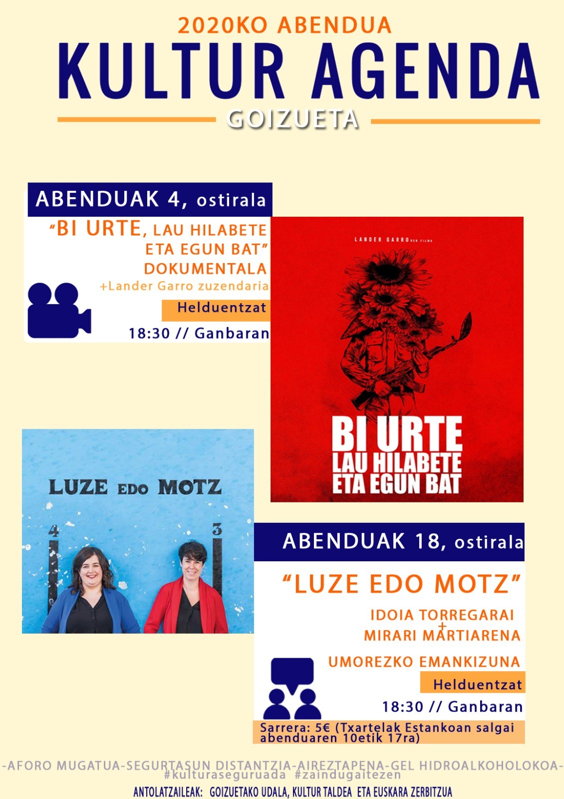 Abenduko kultur agendaren baitan, bi ekitaldi antolatu dira Goizuetan hilabete honetarako