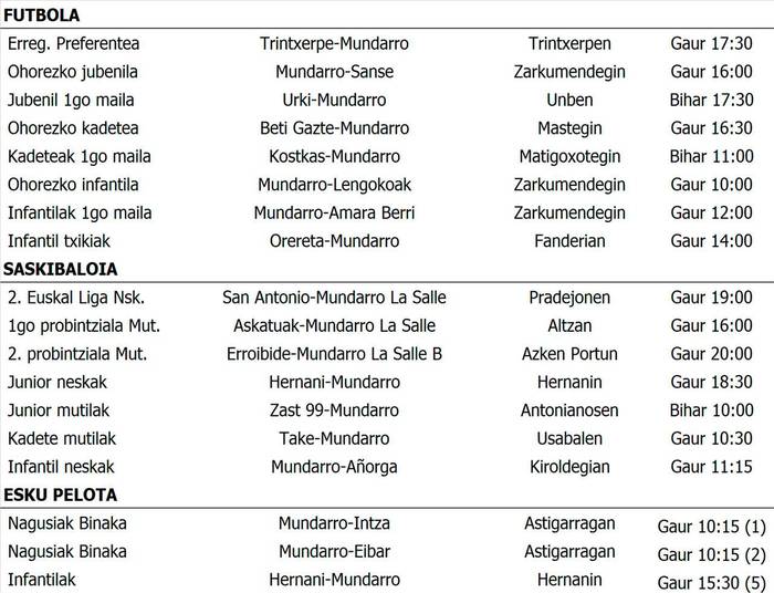 Asteburuko kirol taula