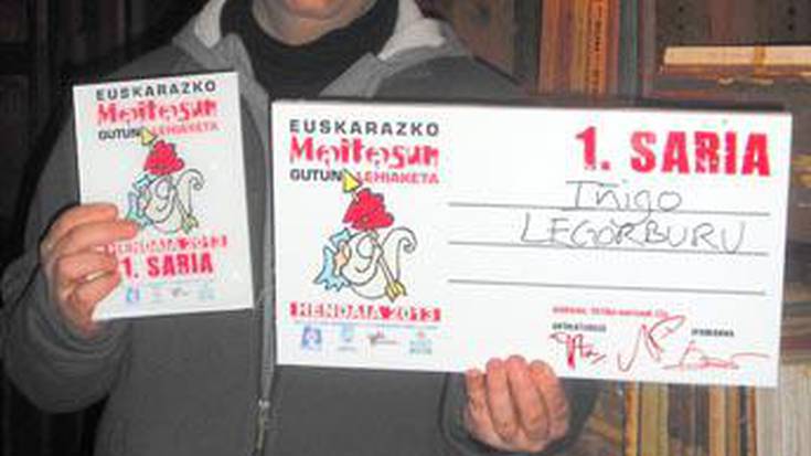 Iñigo Legorburu, berriro irabazle
Hendaiako IVgarren Euskerazko Maitasun Gutunen Lehiaketan,