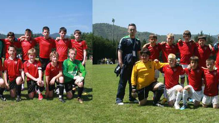 Irlandako eta Hernaniko gaztetxoak futbolean elkarrekin, Ballymahon AFC taldean