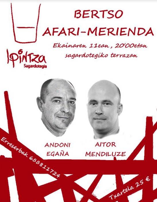 Bertso afari-merienda izango da ostiral honetan, Ipintzako terrazan
