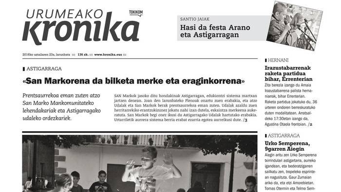 Urumeako edizioa, asteazken eta larunbatetan