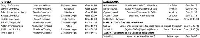 KIROLA - ASTEBURUKO partiduak