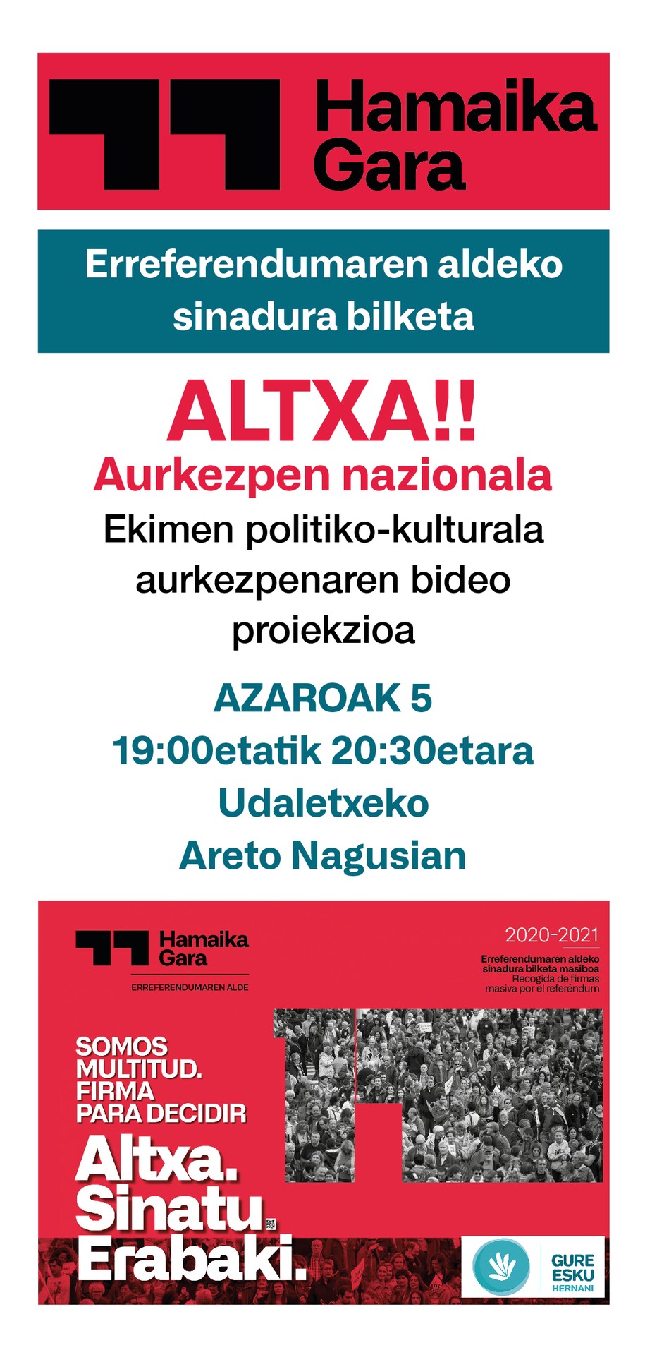 'Altxa!' aurkezpena,  ostegunean