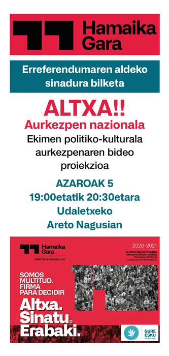 'Altxa!' aurkezpena,  ostegunean