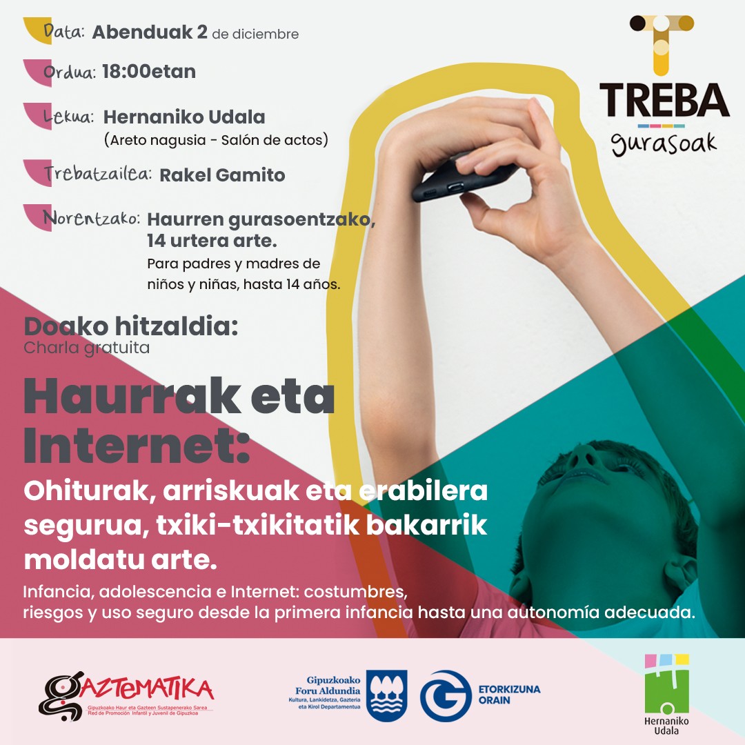 Haurrak eta Internet erdigunean jarriko dira biharko hitzaldian