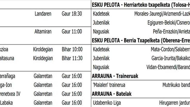 Asteburuko partiduak Hernanin