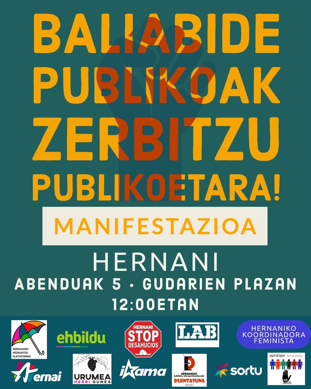 «Baliabide publikoak, zerbitzu publikoetara» lelopean, manifestazioa gaur