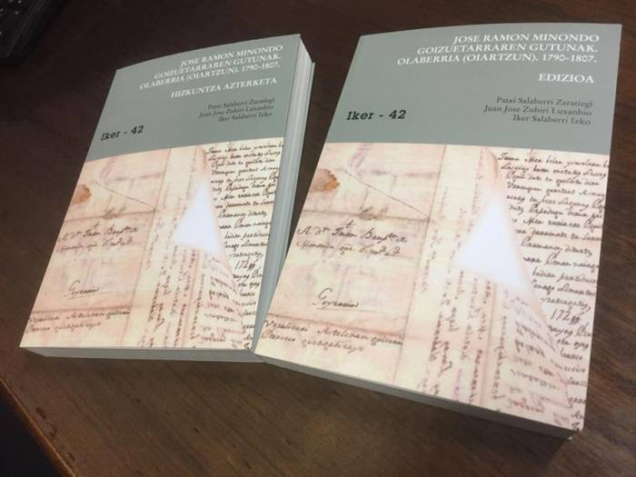 'Minondoren gutunak' liburuaren  aurkezpena ganbaran, ostiralean