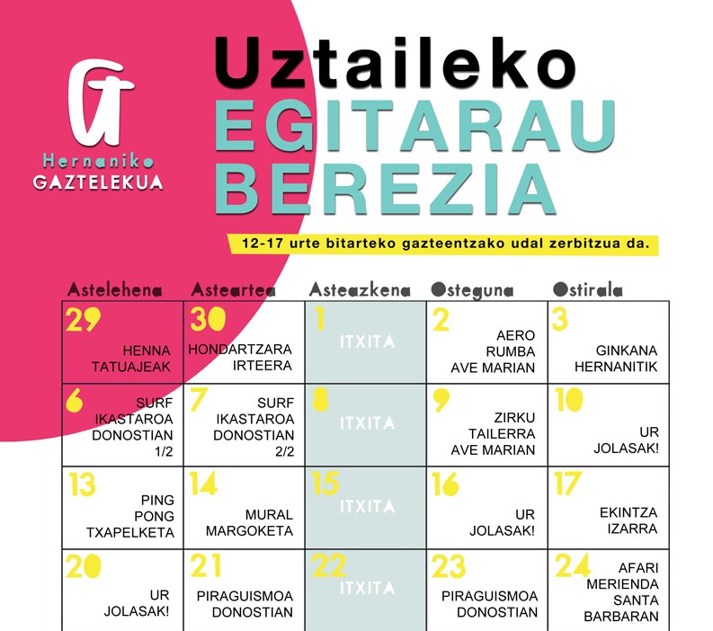 Kamixeta eta poltsa tailerra, gaur