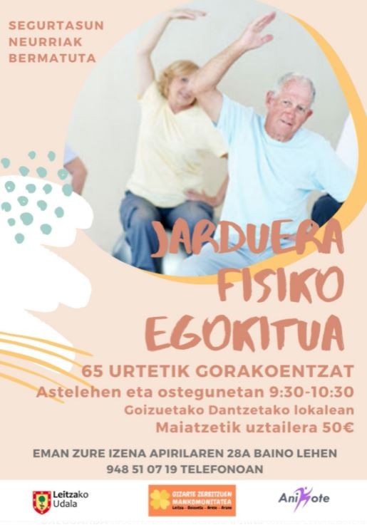 Bihar arte izenematea, jarduera fisiko egokituan
