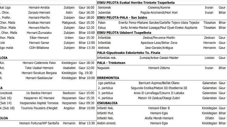 Asteburuko kirol partiduak