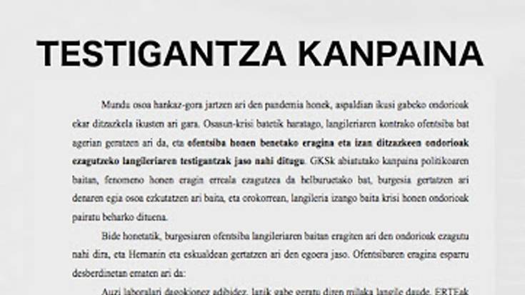«Egoeraren eragin erreala ezagutzeko» testigantzak jasotzen, Gazte Asanblada