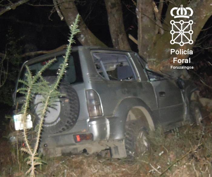 Gizon bat hil da Goizuetan, autoarekin amildegira erori eta zuhaitza jota