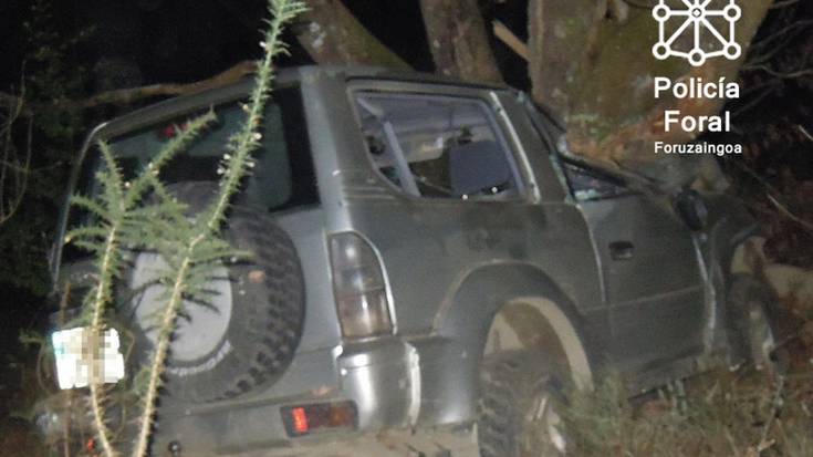 Gizon bat hil da Goizuetan, autoarekin amildegira erori eta zuhaitza jota