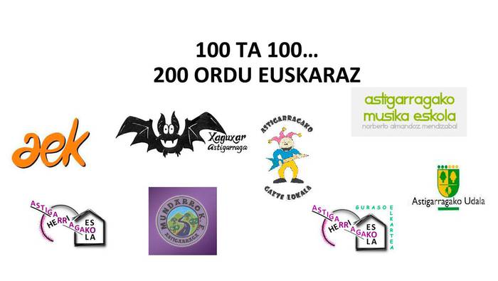 ‘100 ta 100... 200 ordu euskaraz’  egitasmoan lanean, zortzi eragile