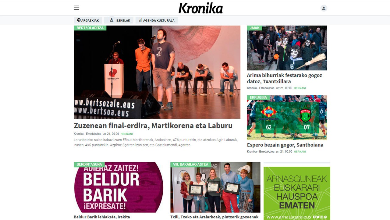 Irakurle izatetik informazioa ematera, Kronikako webgune berrian
